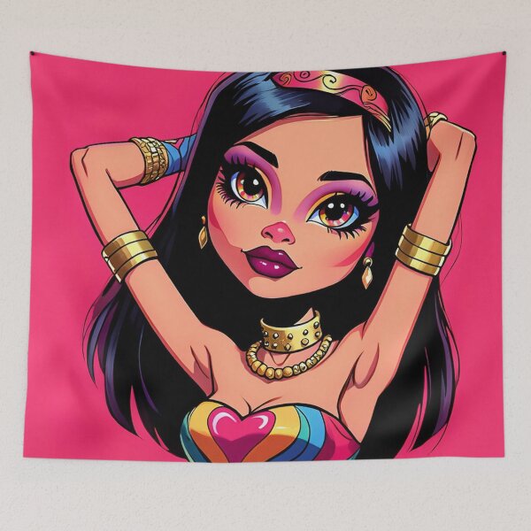 Item preview, Cute Boho style girl with hearts illustration designed and sold by Vintage Designs +.