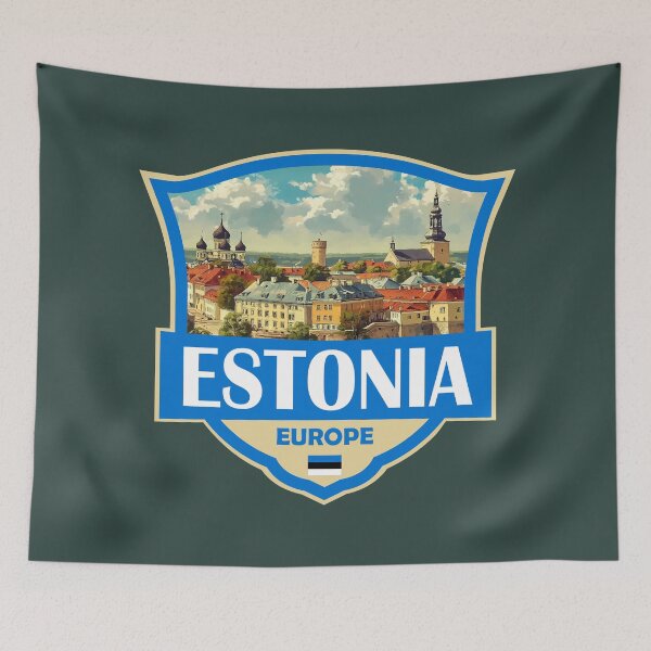 Item preview, Estonia Illustration Retro Badge designed and sold by KrisSidDesigns.