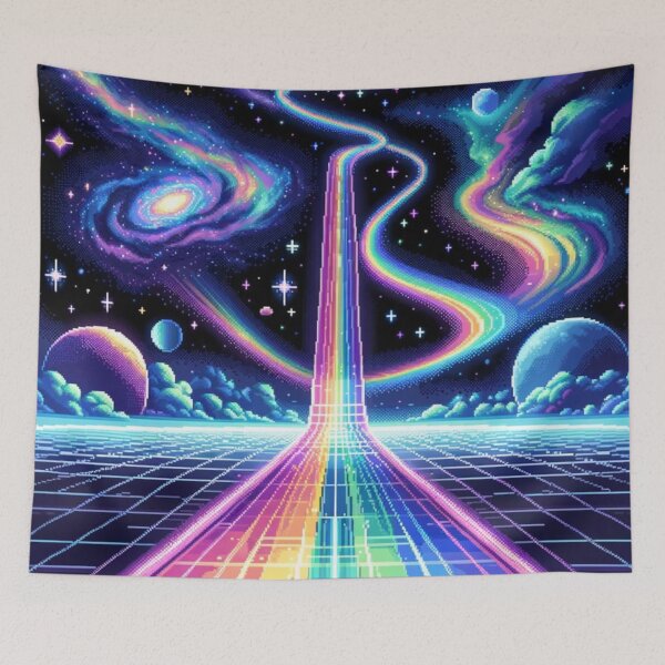 Item preview, Neon Galaxy Pathway - Rainbow Road  designed and sold by fabinthelab.
