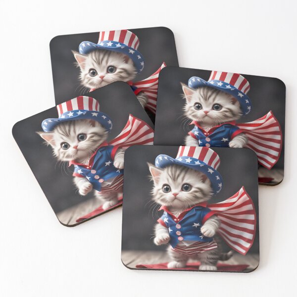 Item preview, Cute 4th of July Super Hero Kitten  designed and sold by Holidays by AuroraArtWork.