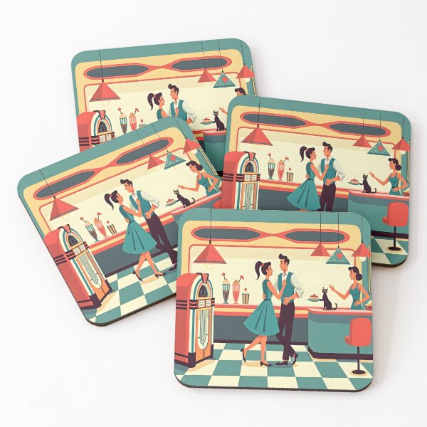Item preview, Whimsical Retro Diner Scene Illustration designed and sold by Danivique.