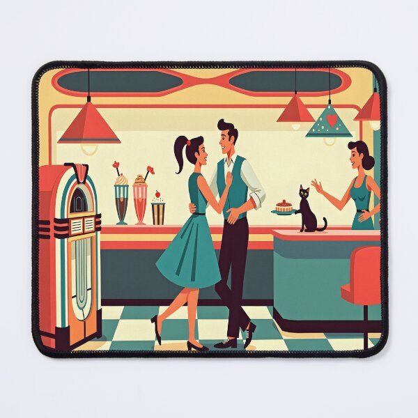 Item preview, Whimsical Retro Diner Scene Illustration designed and sold by Danivique.
