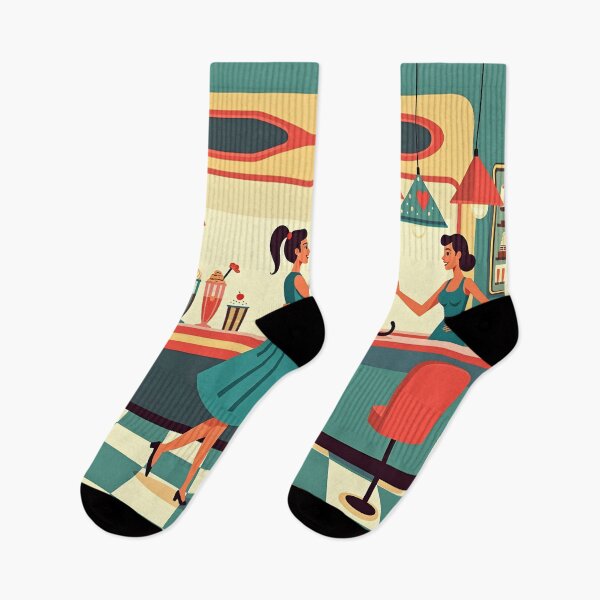Item preview, Whimsical Retro Diner Scene Illustration designed and sold by Danivique.