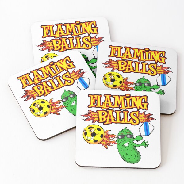 Item preview, Flaming Balls Team Pickleball Cartoon Logo Design. designed and sold by Uncle Steve The Cartoonguy's Pickleball Madness..