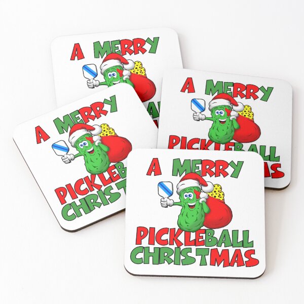 Item preview, Merry Christmas Pickleball Cartoon Logo Design. designed and sold by Uncle Steve The Cartoonguy's Pickleball Madness..
