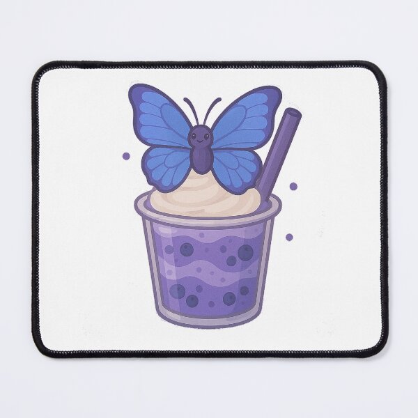 Item preview, Kawaii Blueberry Smoothie with Morpho Butterfly – Cute Endangered Species Art designed and sold by Asbiell.