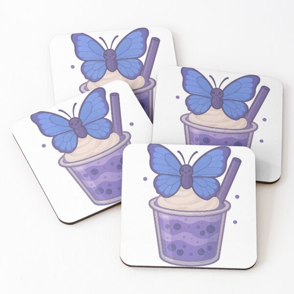 Item preview, Kawaii Blueberry Smoothie with Morpho Butterfly – Cute Endangered Species Art designed and sold by Asbiell.