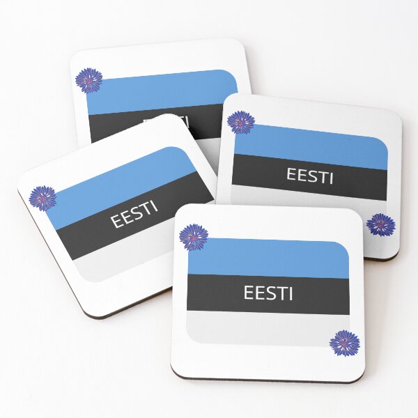 Item preview, Eesti - Estonia written in Estonian language on a Estonian flag with Estonian national flower - cornflower designed and sold by QueenofLuxury.