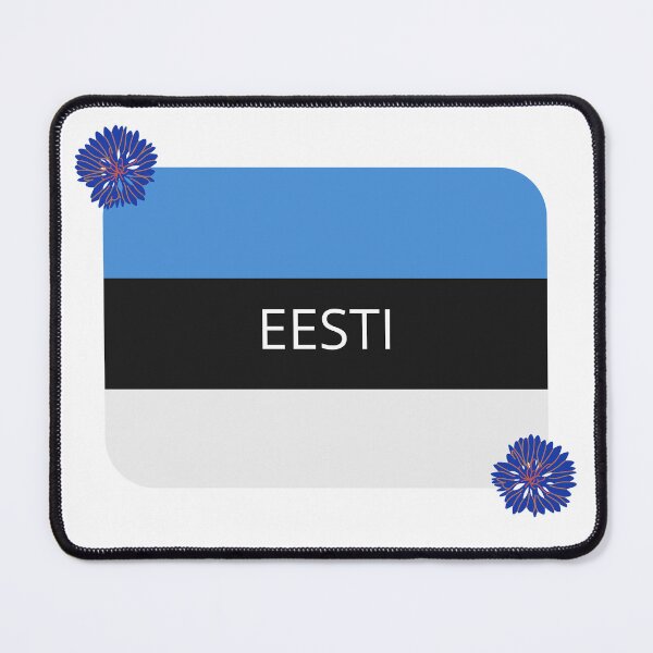 Item preview, Eesti - Estonia written in Estonian language on a Estonian flag with Estonian national flower - cornflower designed and sold by QueenofLuxury.