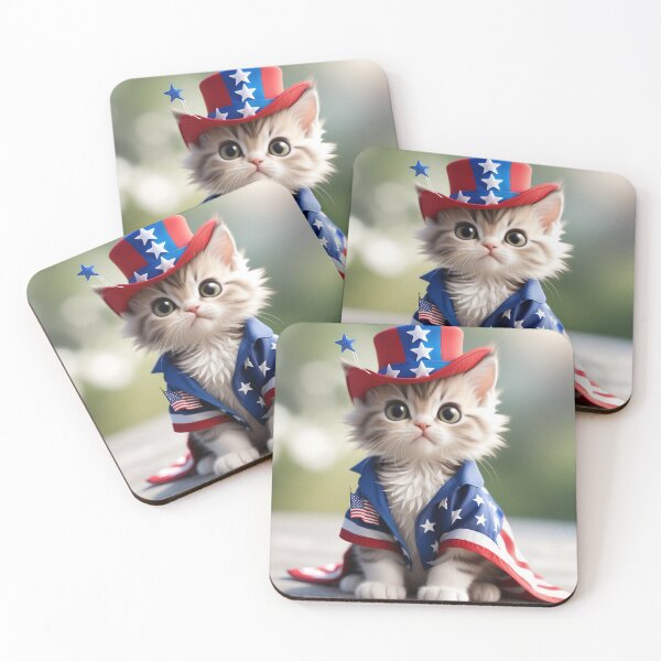 Item preview, 4th of July Celebration Kitten designed and sold by Holidays by AuroraArtWork.