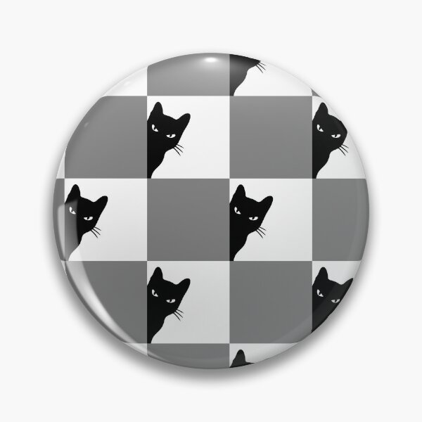 Item preview, Playful Checker board Cat Peeping Pattern 2 in Black Beige designed and sold by nineFlorals.