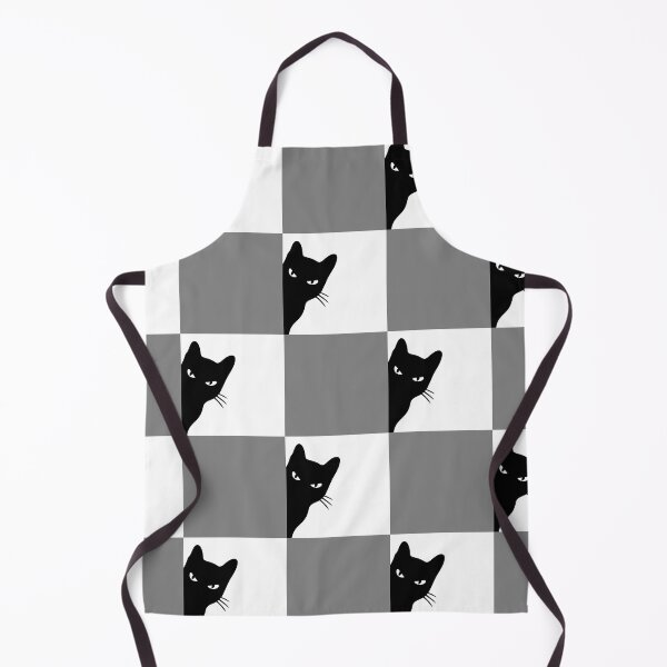 Item preview, Playful Checker board Cat Peeping Pattern 2 in Black Beige designed and sold by nineFlorals.