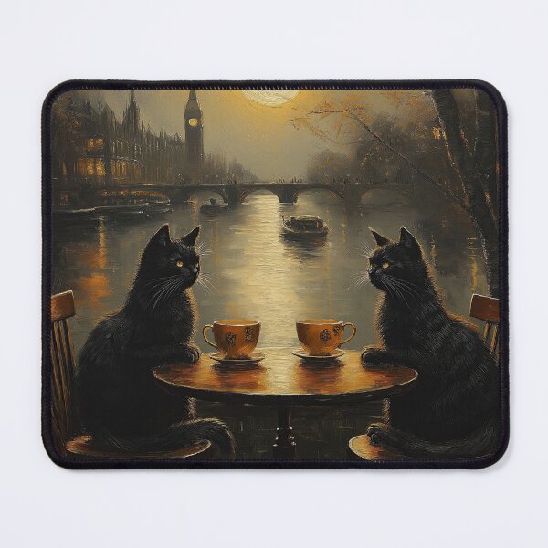 Item preview, Black cats having tea on a full moon designed and sold by Erika Kaisersot.