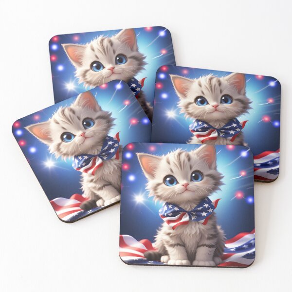 Item preview, Fourth of July Holiday Celebration Kitten designed and sold by Holidays by AuroraArtWork.