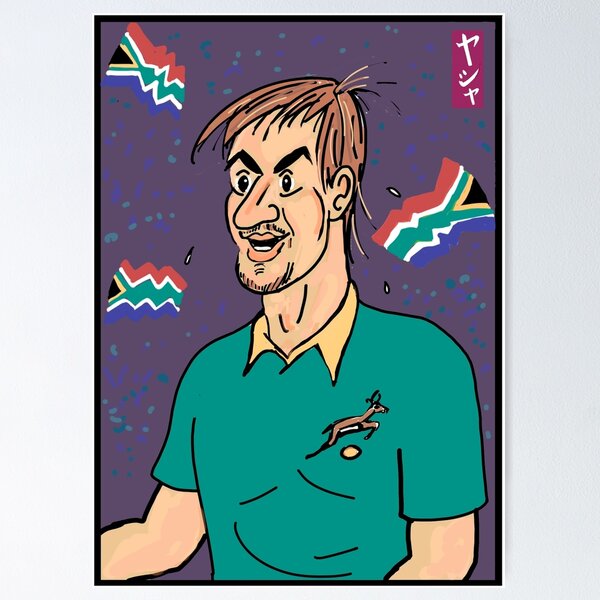 Artikelvorschau, Cartoon-Zeichnung des Rugbyspielers Eben Etzebeth Springbok entworfen und verkauft von Iasha.