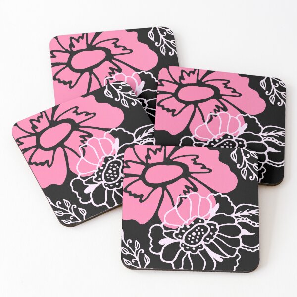 Item preview, Mid-Century Modern Pink, Black, White Floral Line Designs designed and sold by DEC02.