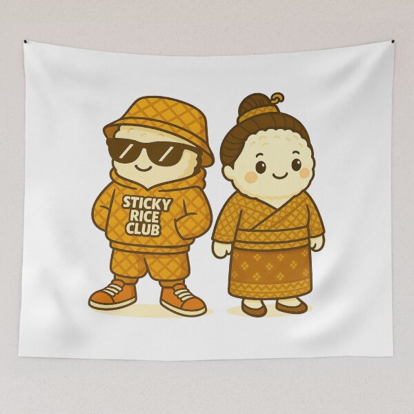 Item preview, Sticky Rice Club Duo - Lao Mascots designed and sold by JustLao.
