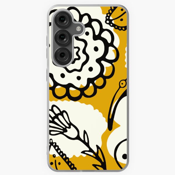 Item preview, Mid-Century Modern Floral Line Pattern On Mustard Yellow designed and sold by DEC02.