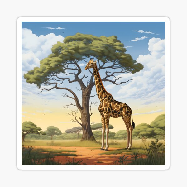 Item preview, Giraffe Grassland Grace designed and sold by DrawnThreads.