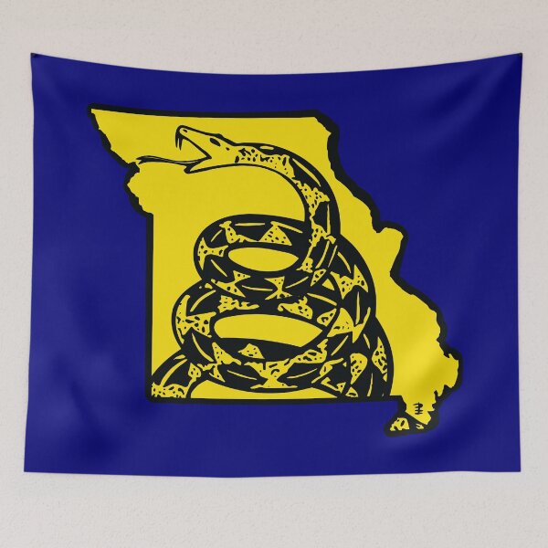 Item preview, MISSOURIAN  - Libertarian - Don't Tread On Me Gadsden Snake on  MISSOURI   Map on Blue default background, #020279 designed and sold by pelagio.