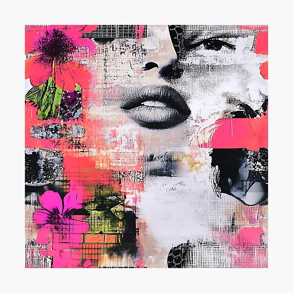 Item preview, Woman's Face Collage-Inspired Pink And White Abstract  designed and sold by DEC02.
