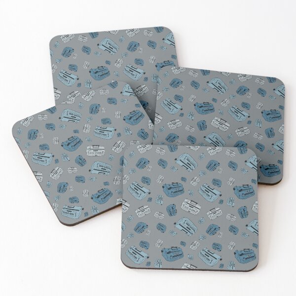 Item preview, Braillers. Illustration of braille typing device. Grey and blue repeating pattern. designed and sold by LayerCakeDigDes.