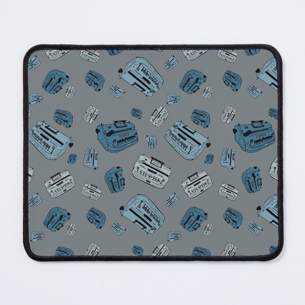 Item preview, Braillers. Illustration of braille typing device. Grey and blue repeating pattern. designed and sold by LayerCakeDigDes.