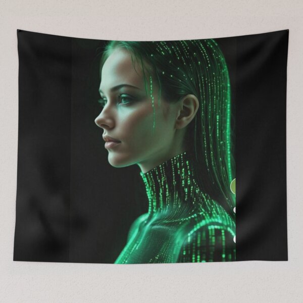 Item preview, Stunning Woman with Green Eyes and Glowing Text designed and sold by BestDetailer.