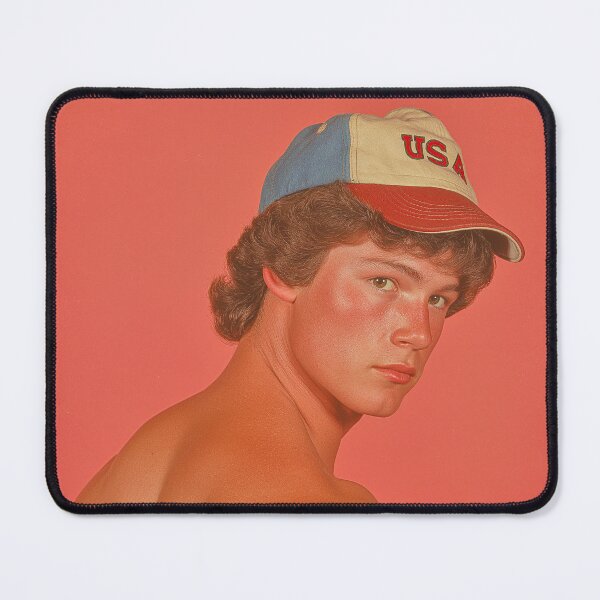 Item preview, Retro Shirtless Sexy Baseball Cap Athlete Portrait designed and sold by Atlas Kai.