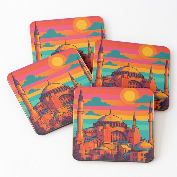Item preview, Digital Retro Pop Art Travel Poster of Hagia Sophia | Vibrant Istanbul Landmark Design | Bold Byzantine Architecture Illustration | Colorful Historic Travel Art designed and sold by PaintedPixels01.