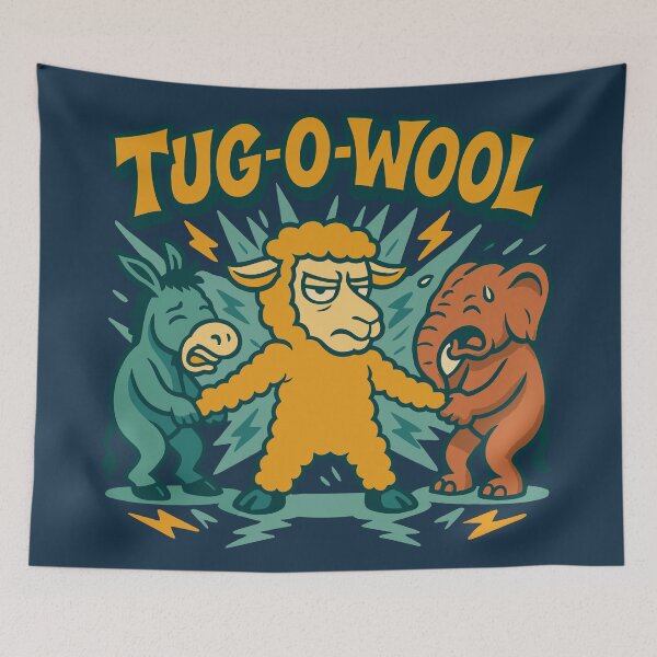 Item preview, Tug-O-Wool Funny Political Sheep Tug-of-War Design designed and sold by Luxxy's Emporium.