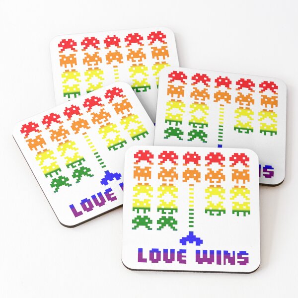 Item preview, PRIDE Collection: Rainbow Space Invaders "LOVE WINS" (Pixel Art) designed and sold by Rebecca Creates....