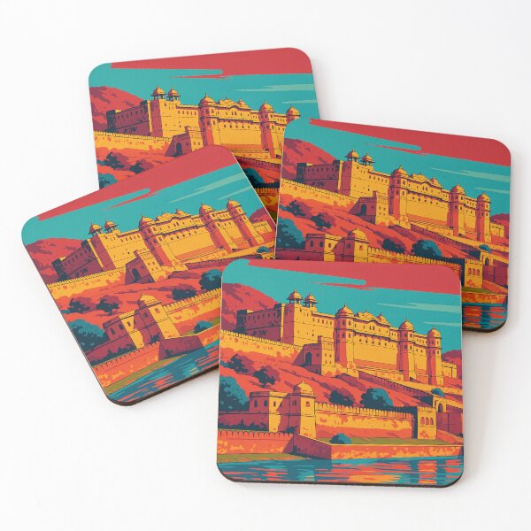 Item preview, Digital Retro Pop Art Poster of Amer Fort | Colorful Rajasthan Heritage Illustration | Bold Vintage Travel Aesthetic | Iconic Indian Architecture Design | Jaipur Landmark in Pop Style designed and sold by PaintedPixels01.