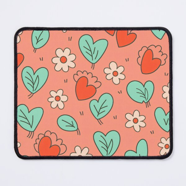 Item preview, Whimsical Floral Doodles | Love Heart, White Flowers With Green Leaves |Bright Coral Background designed and sold by xiao xuans.