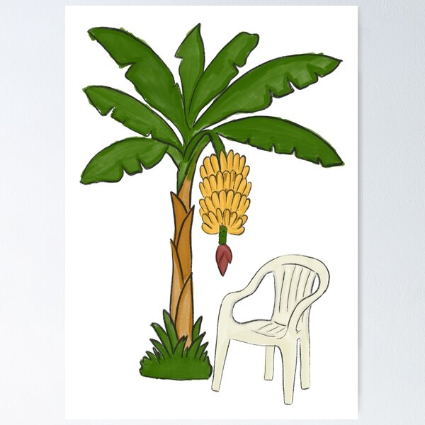 Item preview, Plastic Chair and Banana Tree (Watercolor) designed and sold by byebyesally.
