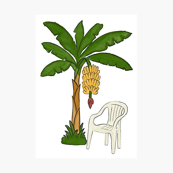 Item preview, Plastic Chair and Banana Tree (Watercolor) designed and sold by byebyesally.