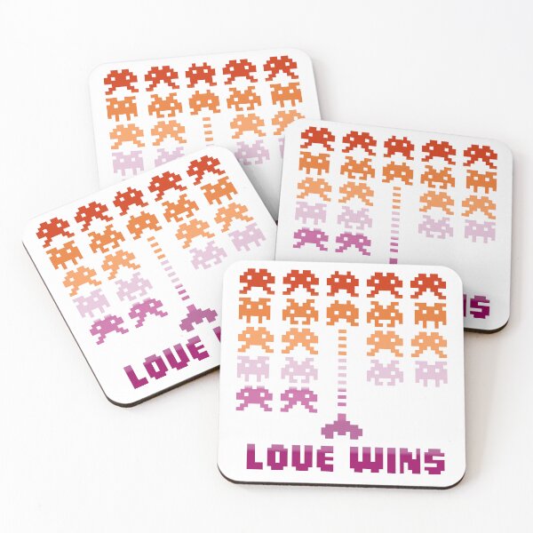 Item preview, PRIDE Collection: Lesbian Space Invaders "LOVE WINS" (Pixel Art) designed and sold by Rebecca Creates....