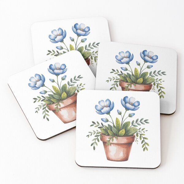 Item preview, blue potted flowers designed and sold by jkrphoto.