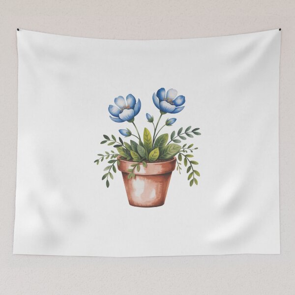 Item preview, blue potted flowers designed and sold by jkrphoto.