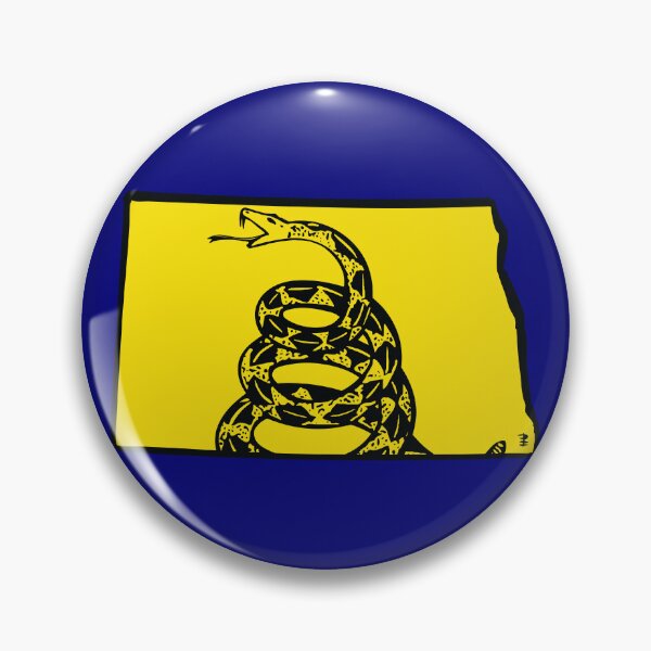 Artikelvorschau, NORTH DAKOTAN - Libertär - Don't Tread On Me Gadsden Snake auf der Karte von NORTH DAKOTA auf blauem Standardhintergrund, #020279 entworfen und verkauft von pelagio.
