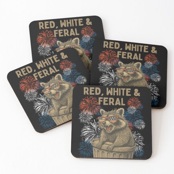 Item preview, Red White And Feral Racoon designed and sold by Zeemazoo.