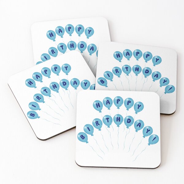 Item preview, Happy Birthday! Celebration lettering on flying blue balloons designed and sold by NataliaVVV.