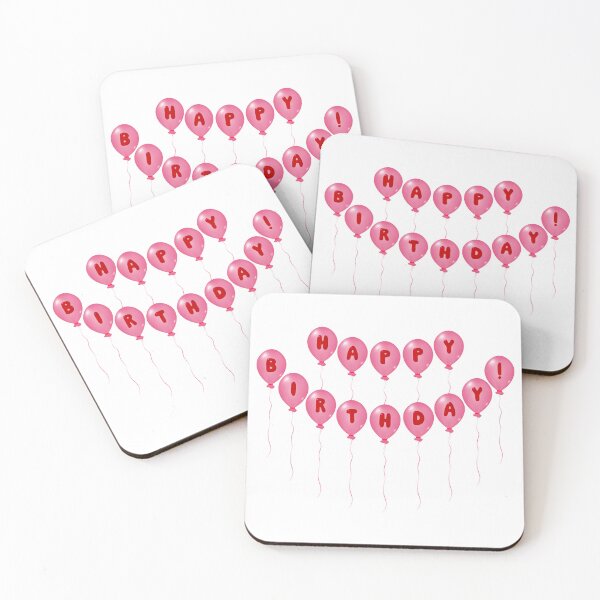 Item preview, Happy Birthday! Celebration lettering on flying pink balloons designed and sold by NataliaVVV.