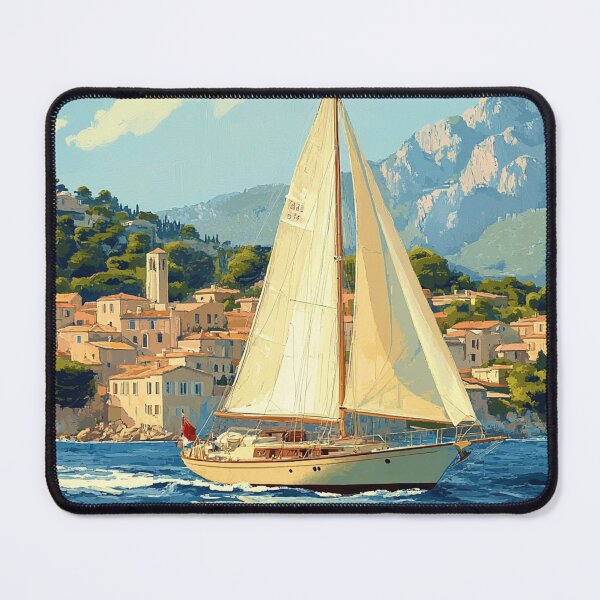 Item preview, French Riviera  - Vintage Sailboat on Côte d'Azur designed and sold by Myra365Art.