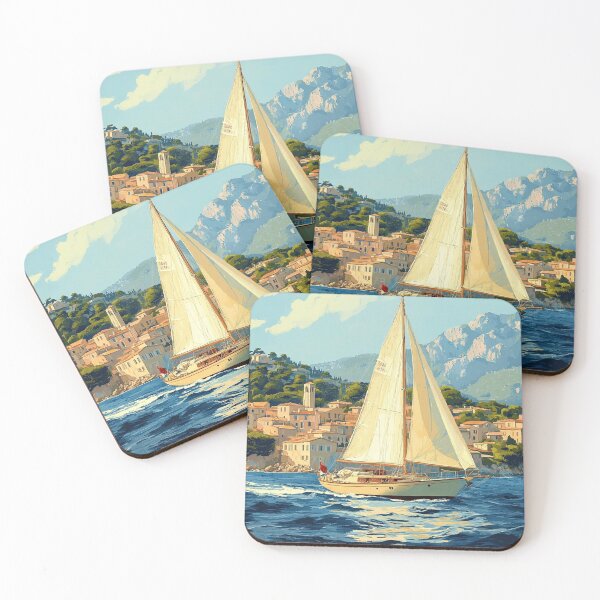 Item preview, French Riviera  - Vintage Sailboat on Côte d'Azur designed and sold by Myra365Art.