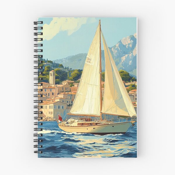 Item preview, French Riviera  - Vintage Sailboat on Côte d'Azur designed and sold by Myra365Art.