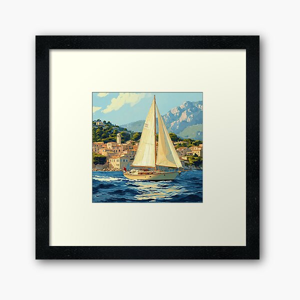 Item preview, French Riviera  - Vintage Sailboat on Côte d'Azur designed and sold by FineArtsPro.