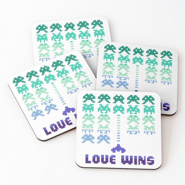 Item preview, PRIDE Collection: Gay MLM Space Invaders "LOVE WINS" (Pixel Art) designed and sold by Rebecca Creates....