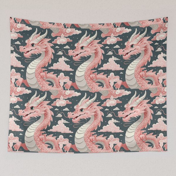 Item preview, Eastern Pink Dragon Pattern (Chibi) designed and sold by PatronesKawai.