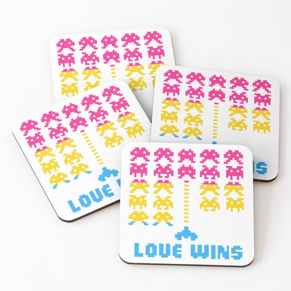 Item preview, PRIDE Collection: Pansexual Space Invaders "LOVE WINS" (Pixel Art) designed and sold by Rebecca Creates....